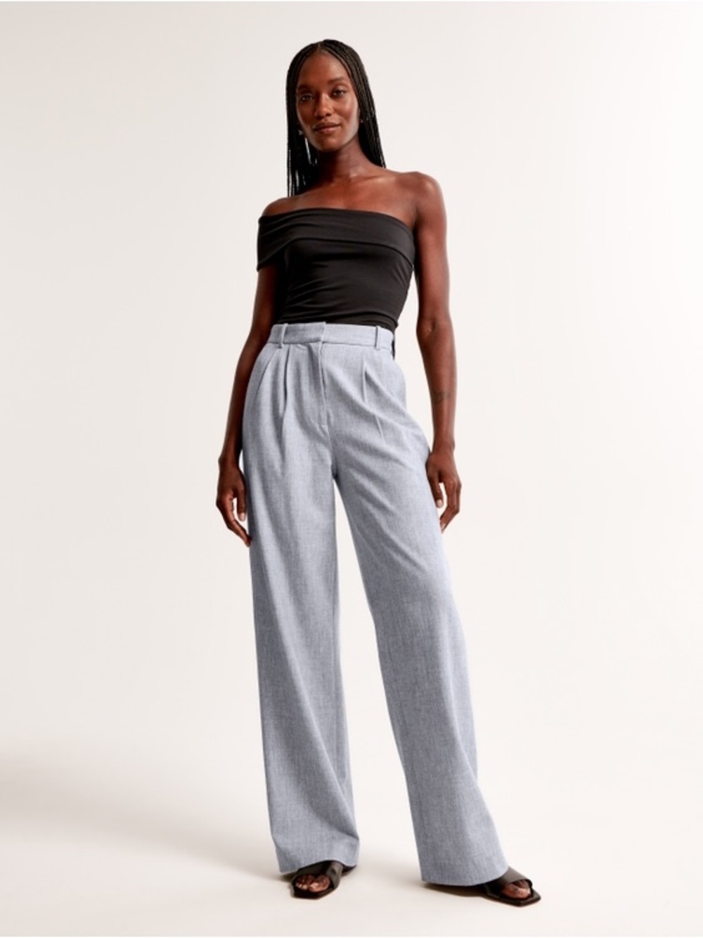 Abercrombie & Fitch High-Waist Wide Leg Trousers in Light Gray 24 Curve Love